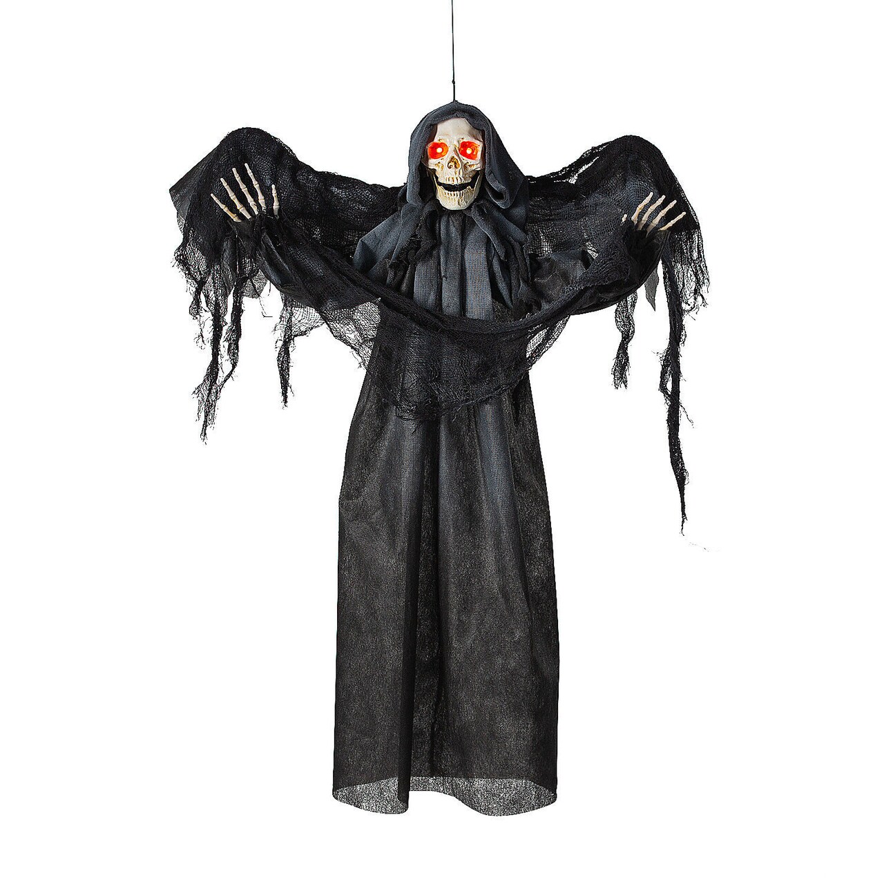 3 Ft Animated Grim Reaper with Wings Hanging Halloween Decoration